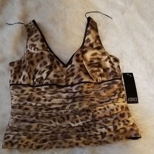 Adriana Papell Bout leopard sleeveless top PS